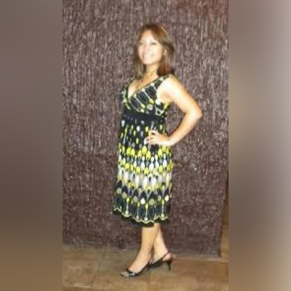Connected Plus Size Black and Yellow Women's Dress, 24W - Picture 1 of 4